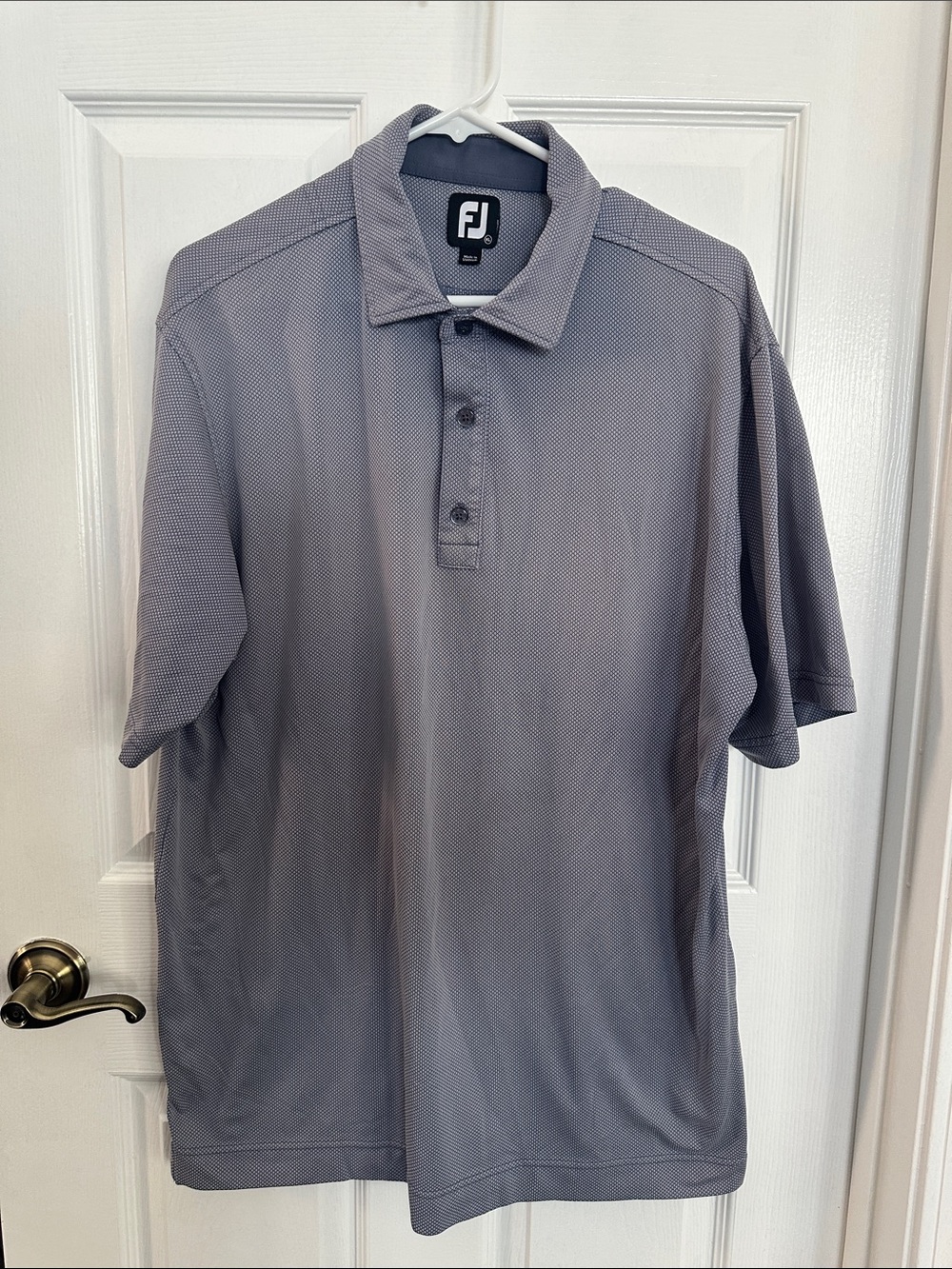 FootJoy Men's Light Gray Textured Golf Polo